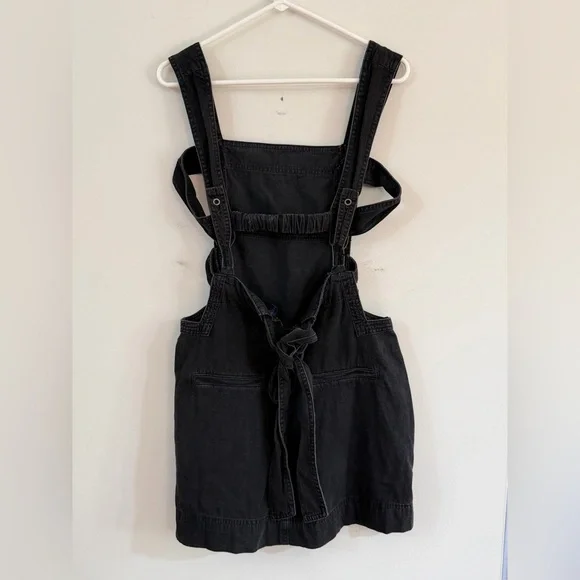 Anthropologie Pilcro  Women’s Medium Denim Black Overalls Mini Dress Boho Jean - Picture 8 of 12